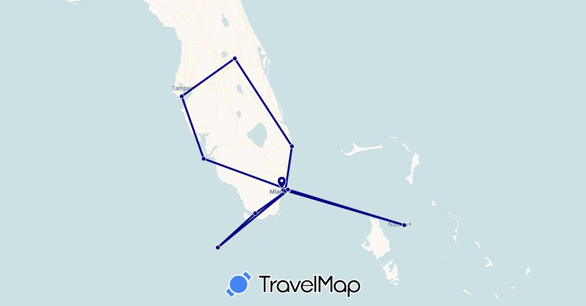 TravelMap itinerary: driving in Bahamas, United States (North America)